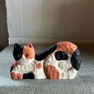 Handcrafted Calico Cat Figurine